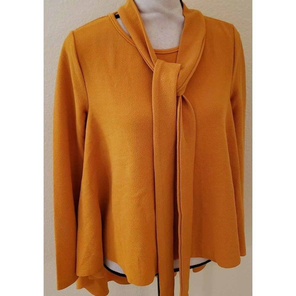 Romwe Women's Raw Hem Long Sleeve Belted Flare Pep - Picture 2 of 5